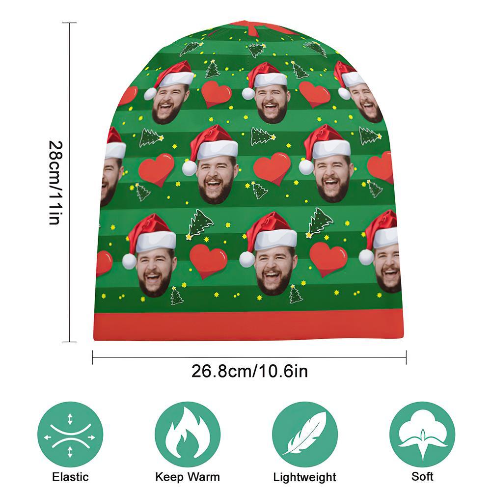 Custom Full Print Pullover Cap Personalized Photo Beanie Hats Christmas Gift for Her - Love Heart - MyFaceSocksAu