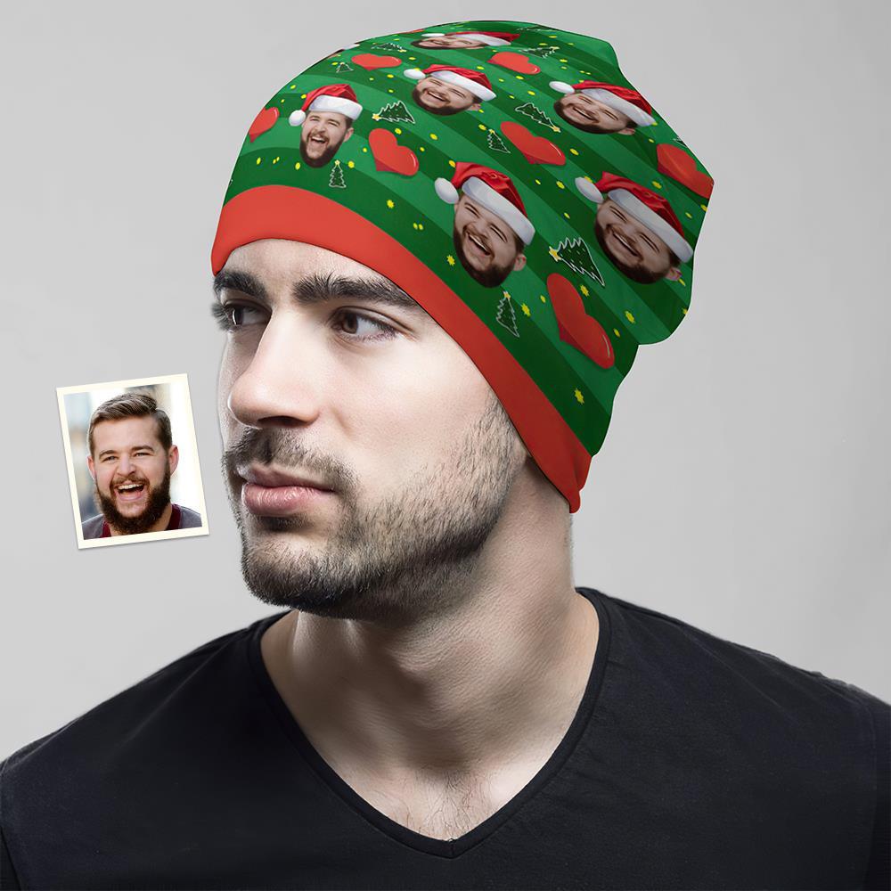 Custom Full Print Pullover Cap Personalized Photo Beanie Hats Christmas Gift for Her - Love Heart - MyFaceSocksAu