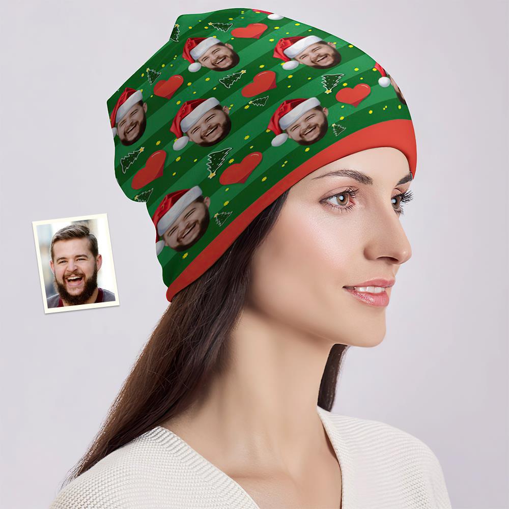 Custom Full Print Pullover Cap Personalized Photo Beanie Hats Christmas Gift for Her - Love Heart - MyFaceSocksAu