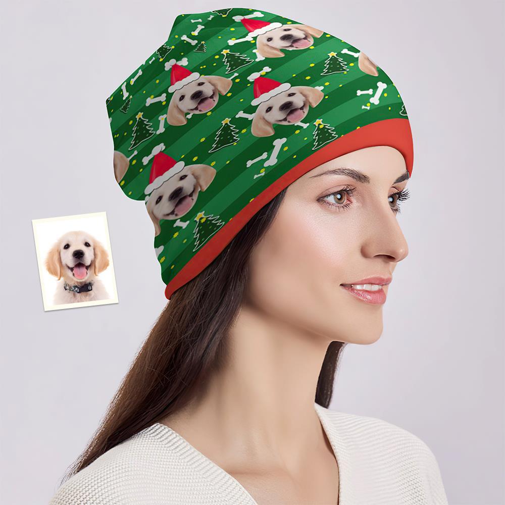 Custom Full Print Pullover Cap Personalized Photo Beanie Hats Christmas Gift for Her - Cute Dog - MyFaceSocksAu