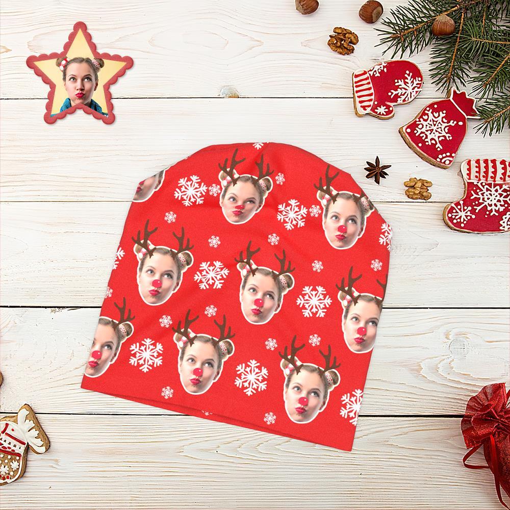 Custom Full Print Pullover Cap Personalized Photo Beanie Hats Christmas Gift for Her - Elk - MyFaceSocksAu