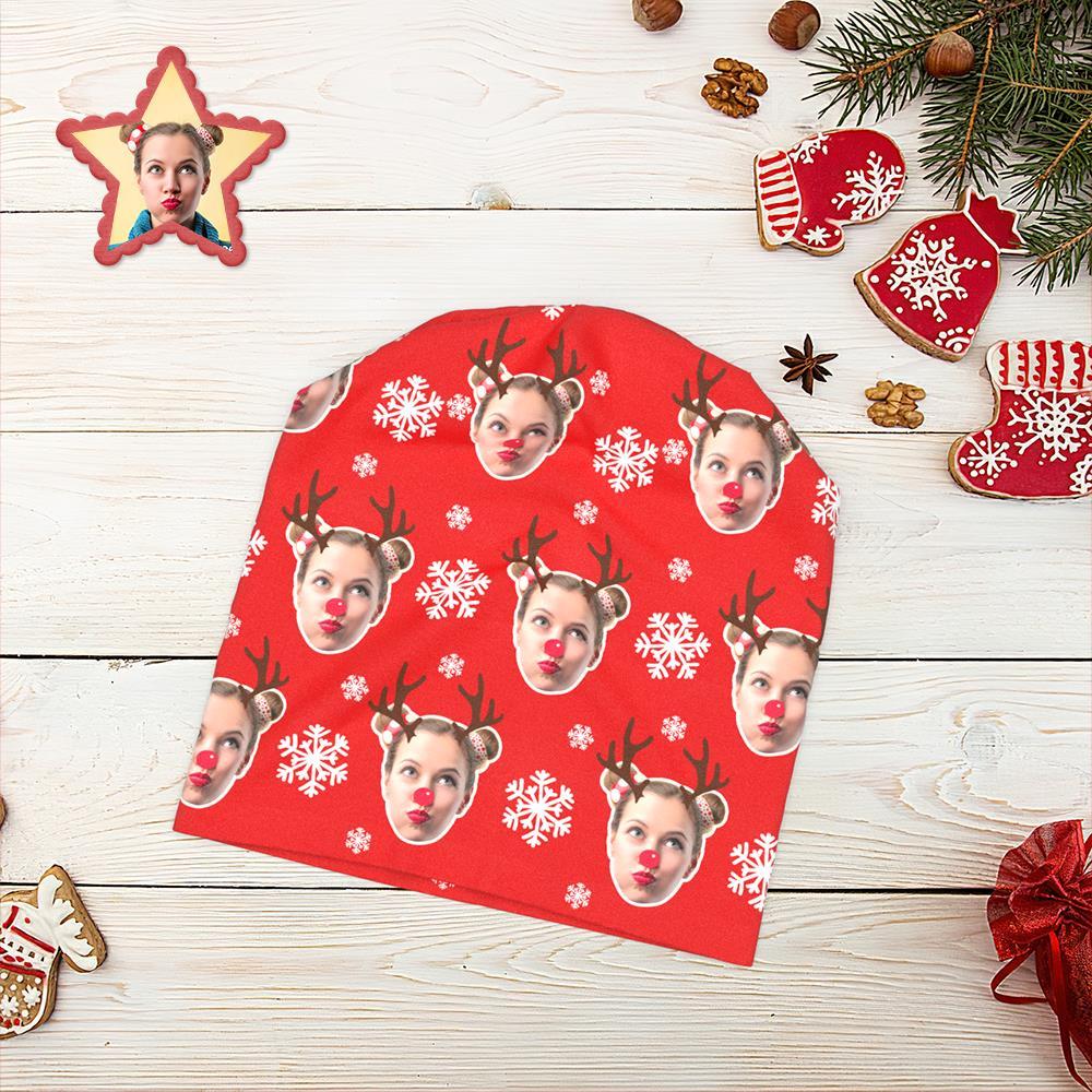 Custom Full Print Pullover Cap Personalized Photo Beanie Hats Christmas Gift for Him - Elk - MyFaceSocksAu