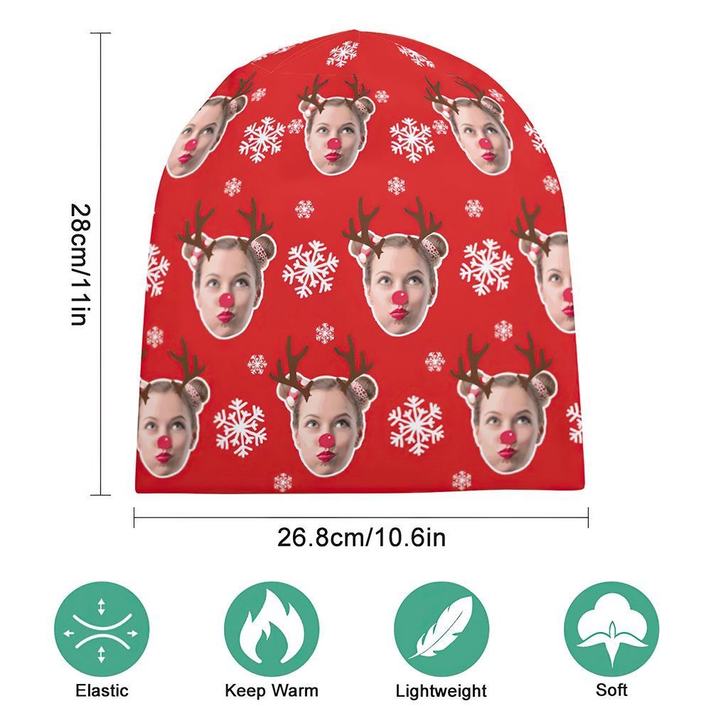 Custom Full Print Pullover Cap Personalized Photo Beanie Hats Christmas Gift for Her - Elk - MyFaceSocksAu