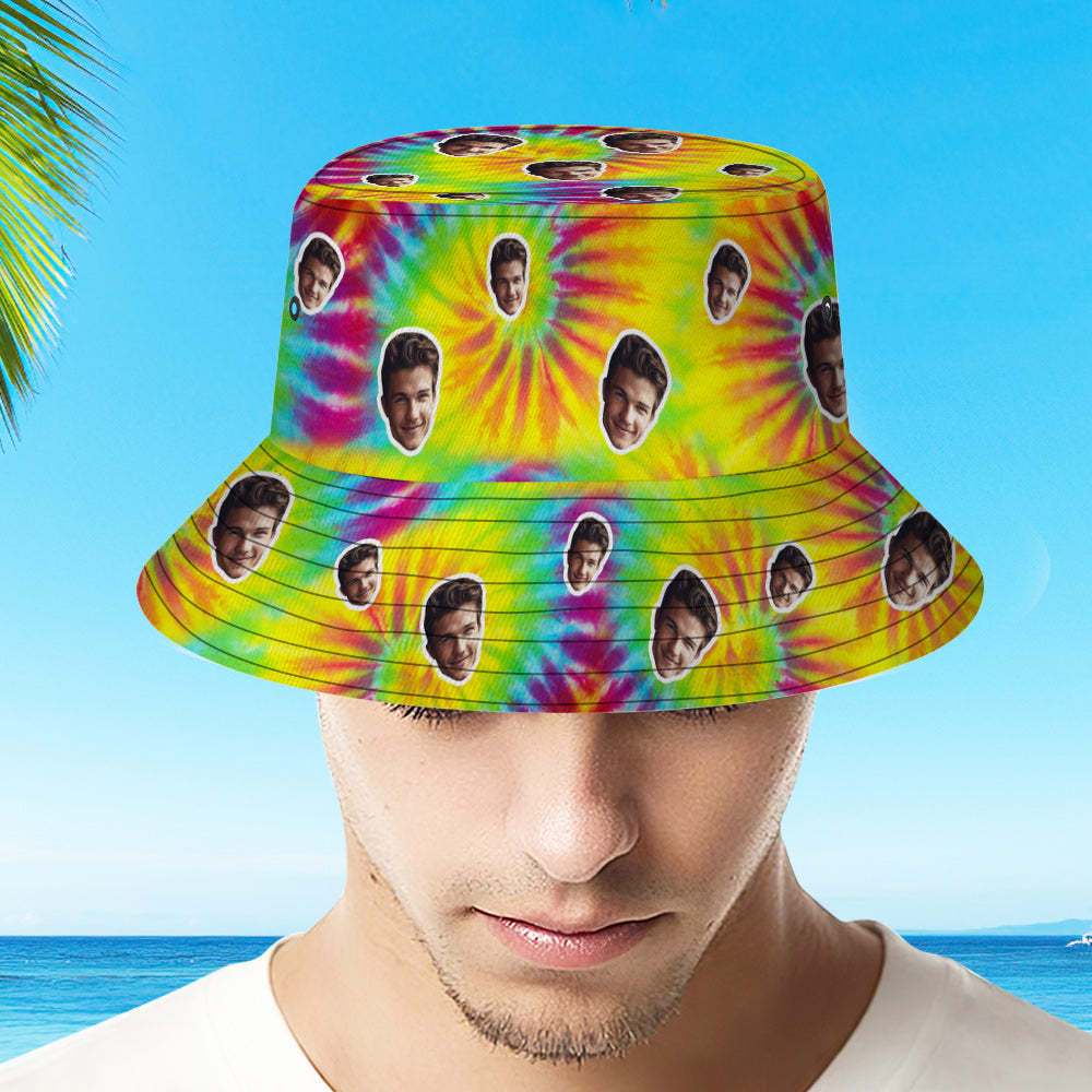 Custom Bucket Hat Unisex Face Bucket Hat Personalized Wide Brim Outdoor Summer Cap Hiking Beach Sports Hats Tie Dye - MyFaceSocksAu