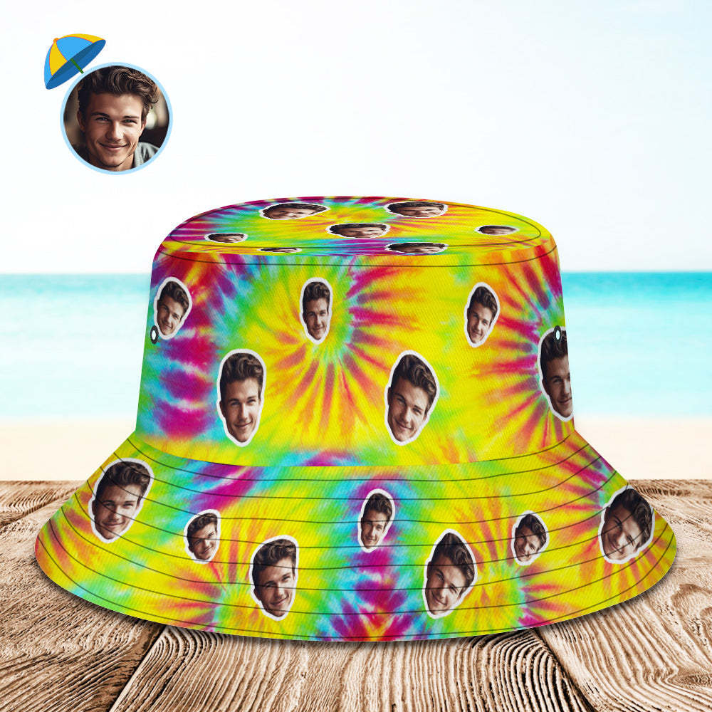 Custom Bucket Hat Unisex Face Bucket Hat Personalized Wide Brim Outdoor Summer Cap Hiking Beach Sports Hats Tie Dye - MyFaceSocksAu