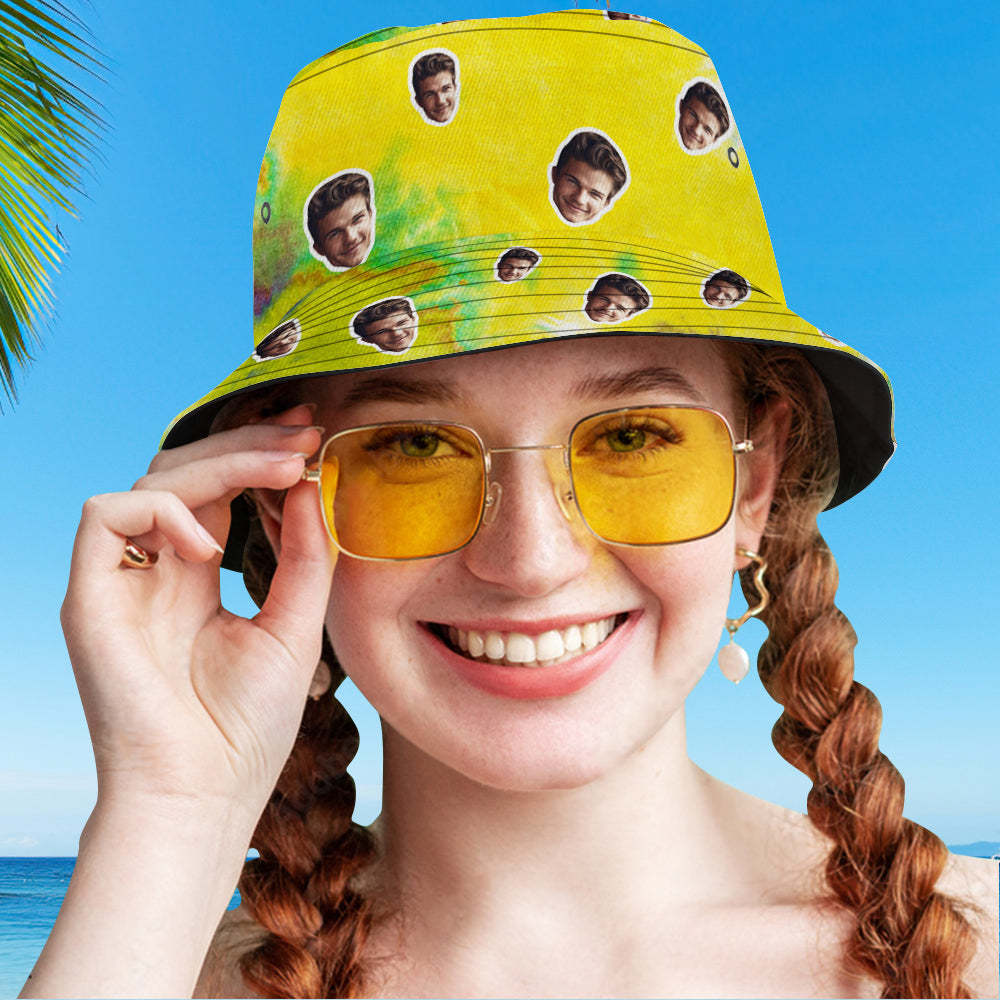 Custom Bucket Hat Unisex Face Bucket Hat Personalized Wide Brim Outdoor Summer Cap Hiking Beach Sports Hats Tie Dye Style - MyFaceSocksAu
