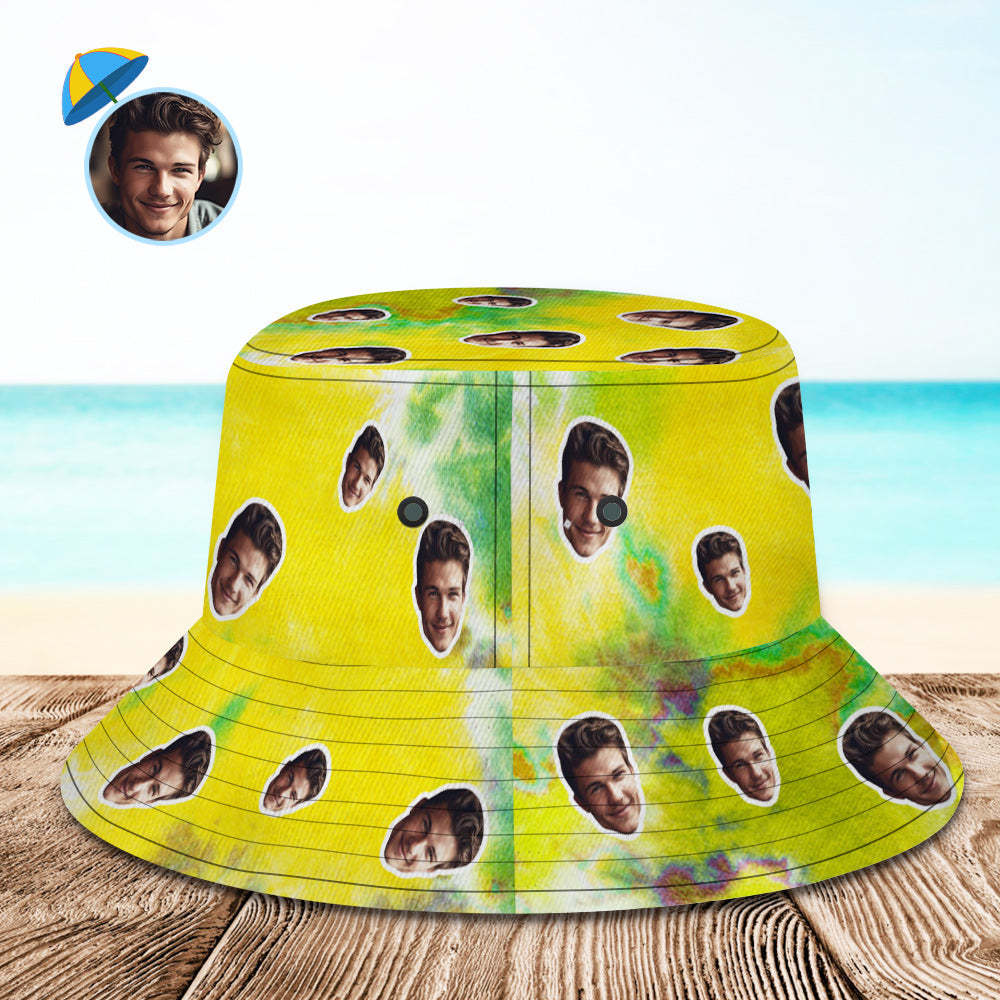 Custom Bucket Hat Unisex Face Bucket Hat Personalized Wide Brim Outdoor Summer Cap Hiking Beach Sports Hats Tie Dye Style - MyFaceSocksAu
