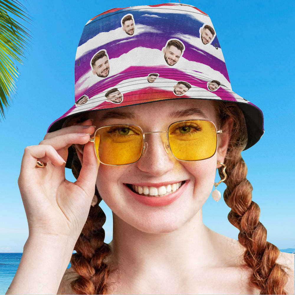 Custom Bucket Hat Unisex Face Bucket Hat Personalized Wide Brim Outdoor Summer Cap Hiking Beach Sports Hats Tie Dye Multicolor - MyFaceSocksAu
