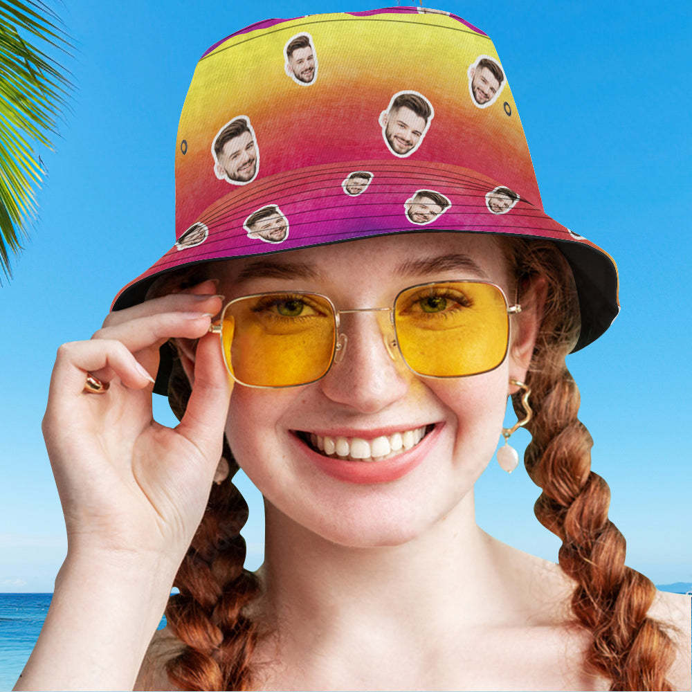 Custom Bucket Hat Unisex Face Bucket Hat Personalized Wide Brim Outdoor Summer Cap Hiking Beach Sports Hats Tie Dye Style Multicolor - MyFaceSocksAu