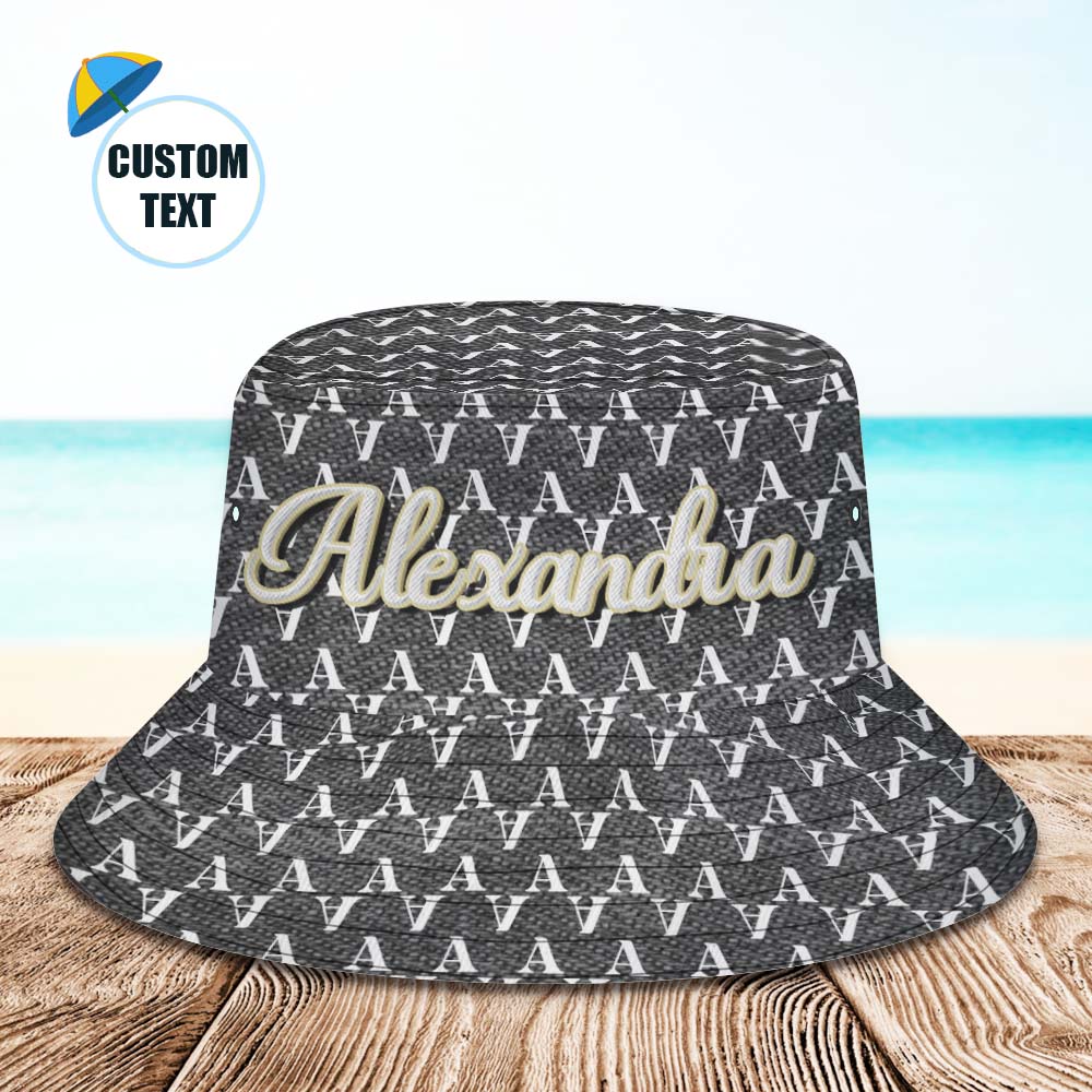 Custom Bucket Hat Unisex Black Fisherman Hat Personalised Your Name