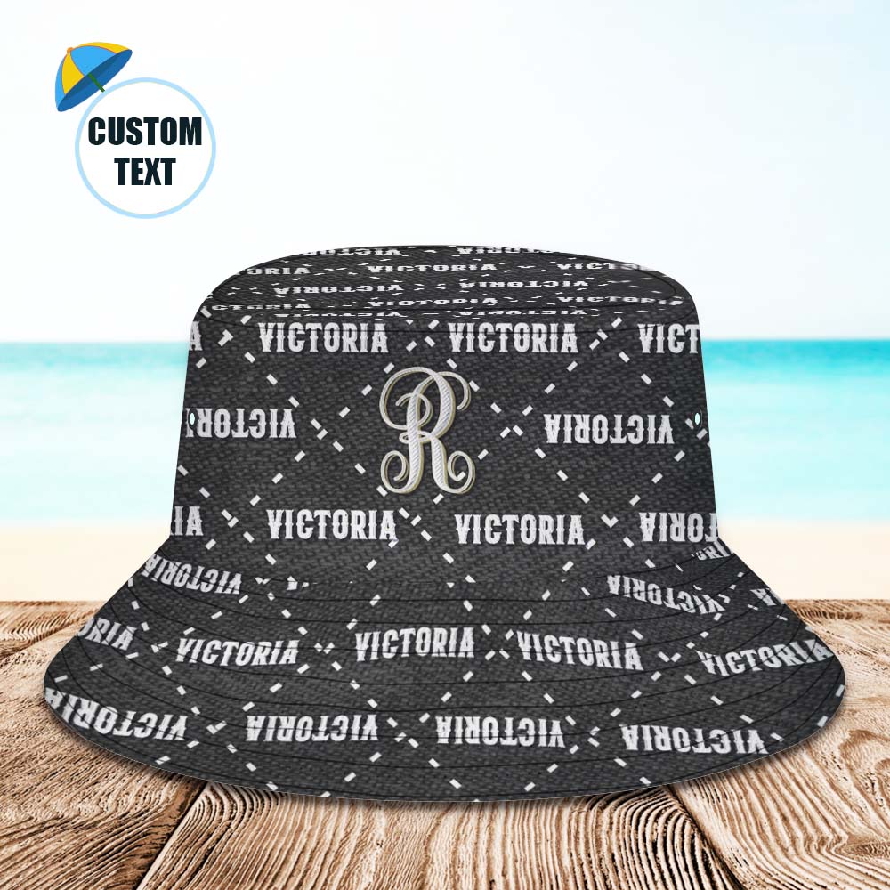 Custom Bucket Hat Unisex Black Plaid Fisherman Hat Personalised Your Name