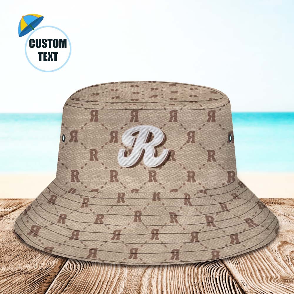 Custom Bucket Hat Unisex Plaid Fisherman Hat Personalised Letter - MyFaceSocksAu