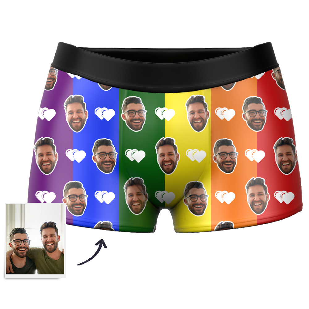 Men's Custom Photo Boxer Shorts - Rainbow Lgbt Gift - MyFaceSocksAu