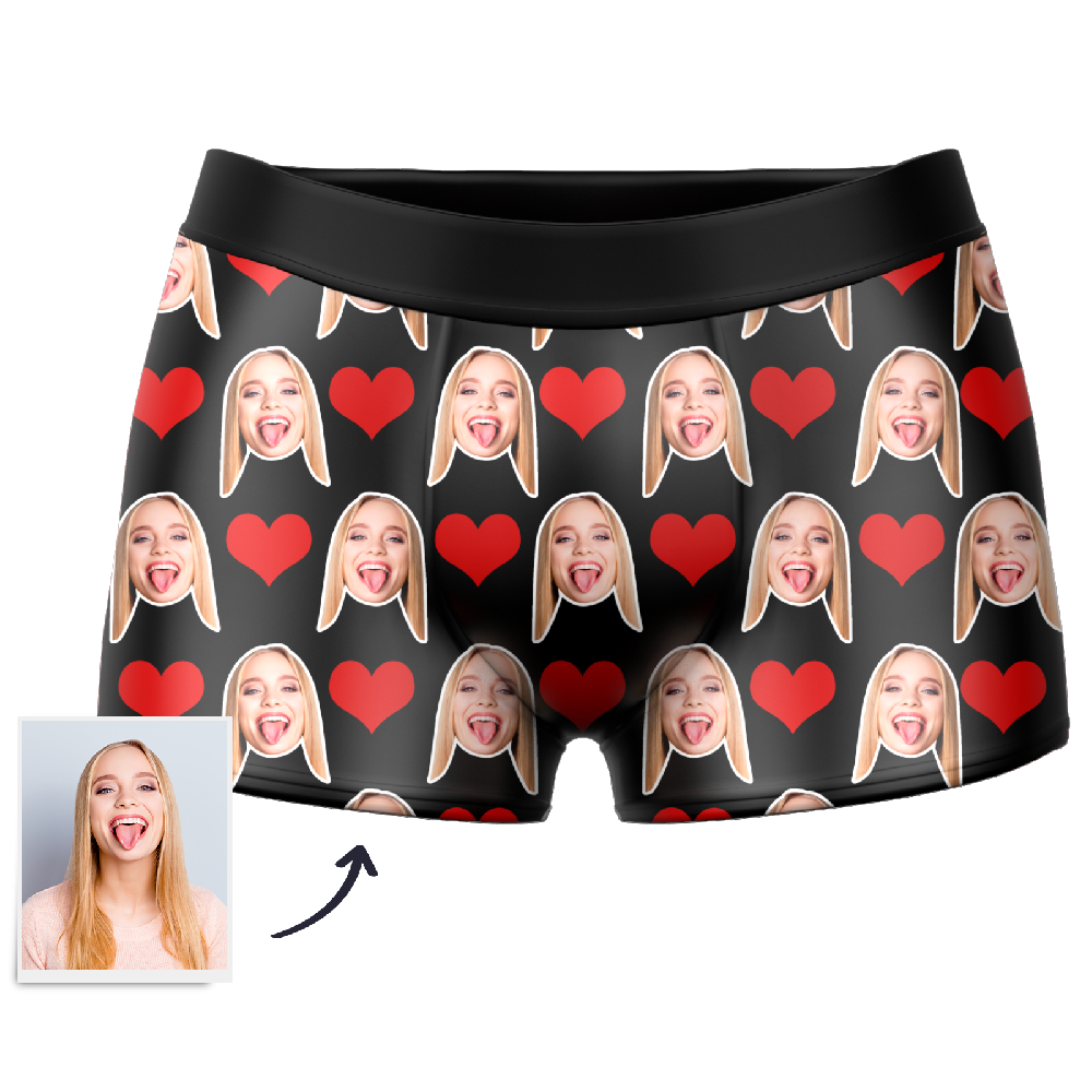 Christmas Gifts , Custom Face Boxer Shorts - Heart