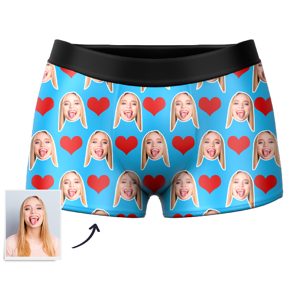 Christmas Gifts , Custom Face Boxer Shorts - Heart