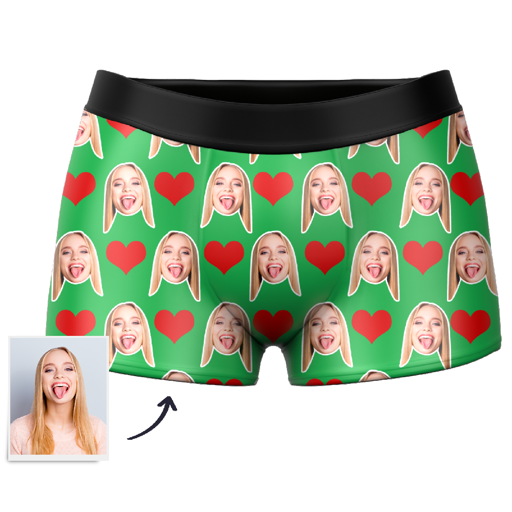 Christmas Gifts , Custom Face Boxer Shorts - Heart