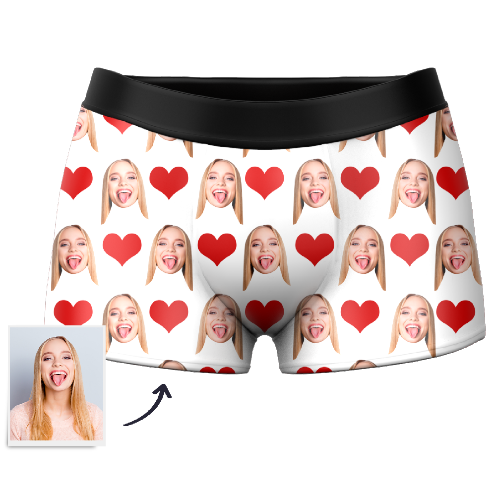 Christmas Gifts , Custom Face Boxer Shorts - Heart