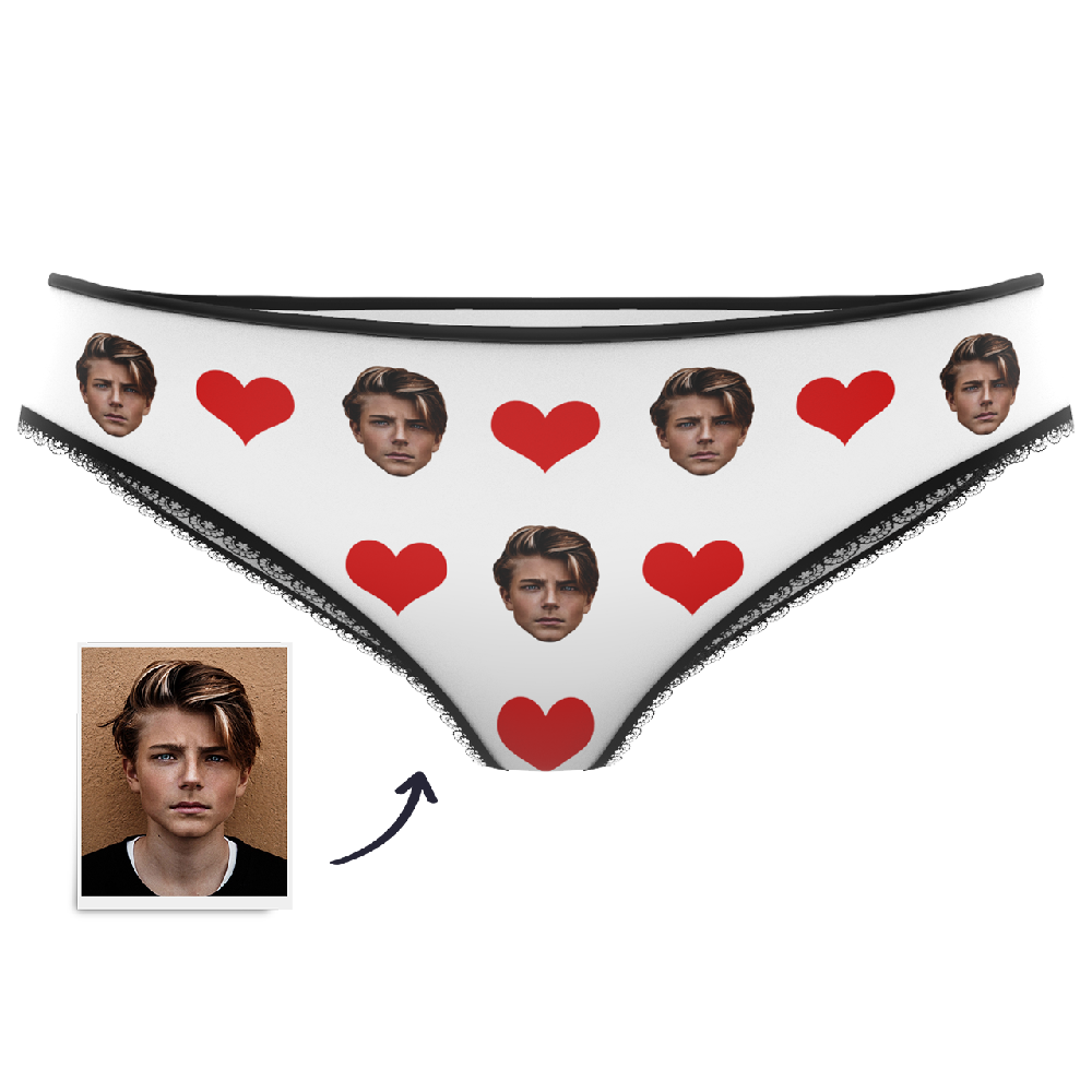 Couple Women's Custom Face Heart Panties Personalized LGBT Gifts - MyFaceSocksAu