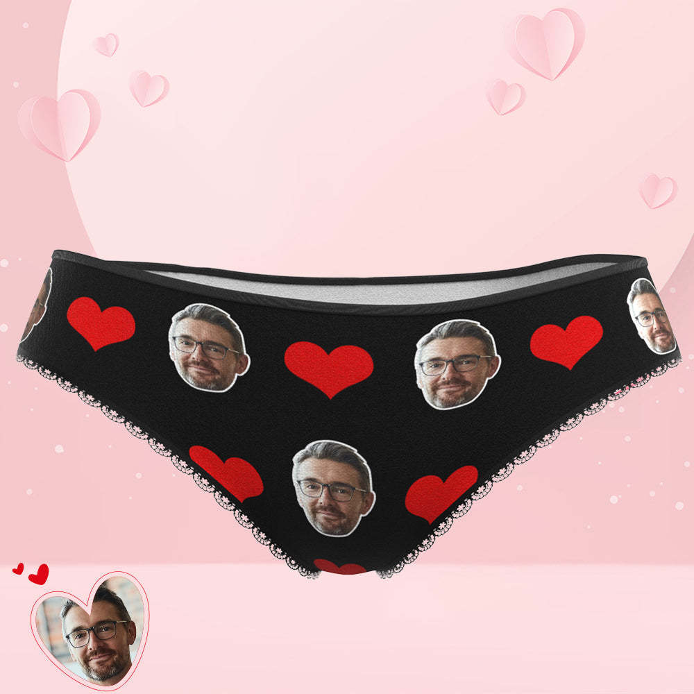 Couple Women's Custom Face Heart Panties Personalized LGBT Gifts - MyFaceSocksAu