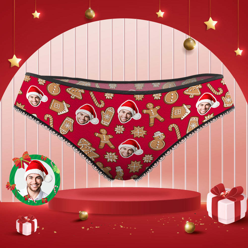 Custom Face Panties Personalised Christmas Cookies Style Lace Panties for Women - MyFaceSocksAu