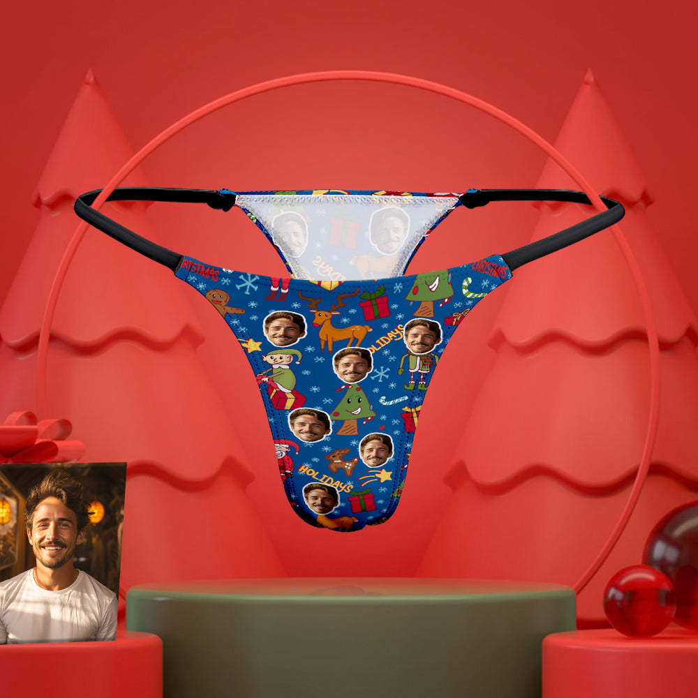 Custom Face Women's Tanga Thong Personalised Sexy Underwear Christmas Gift for Her - MyFaceSocksAu