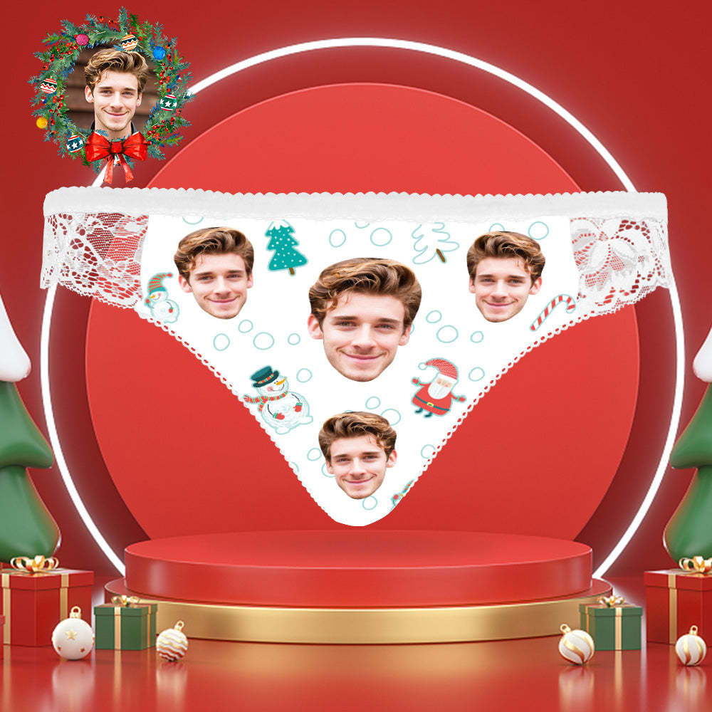 Custom Face Lace Panties Personalised Sexy Women Underwear Santa Claus and Snowman Christmas Gifts - MyFaceSocksAu