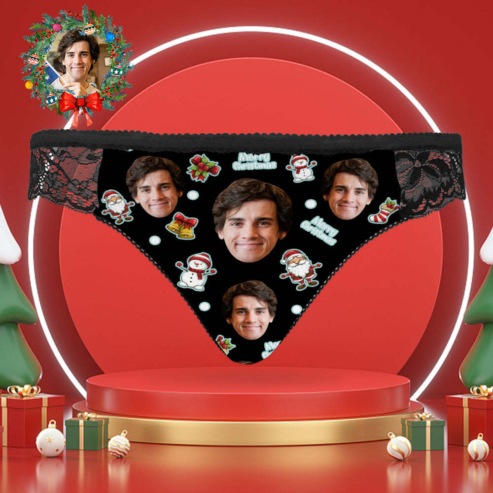 Custom Face Lace Panties Personalised Sexy Women Underwear Merry Christmas - MyFaceSocksAu