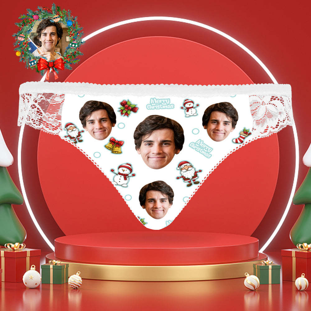 Custom Face Lace Panties Personalised Sexy Women Underwear Merry Christmas - MyFaceSocksAu