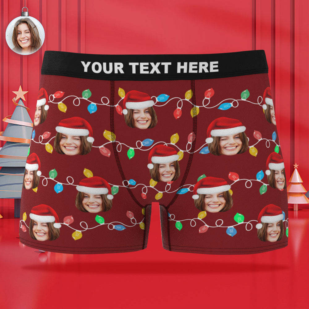 Custom Face Boxer Briefs Personalized Xmas Leds Underwear Christmas Gifts for Him - MyFaceSocksAu