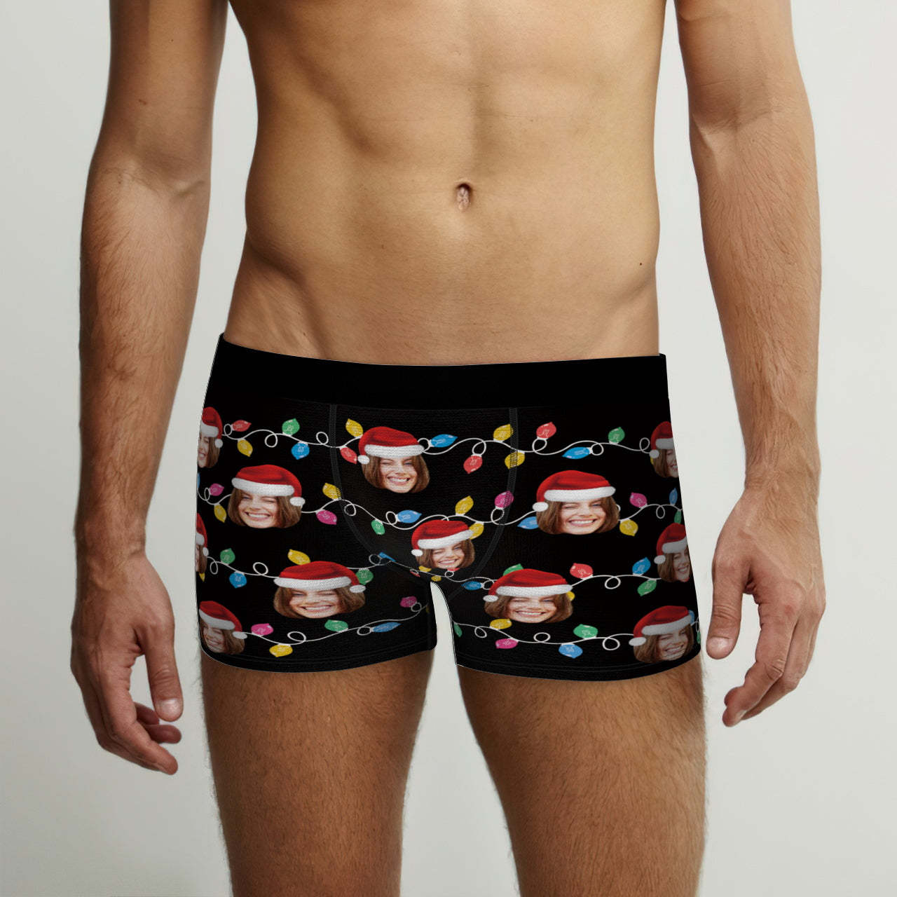 Custom Face Boxer Briefs Personalized Xmas Leds Underwear Christmas Gifts for Him - MyFaceSocksAu