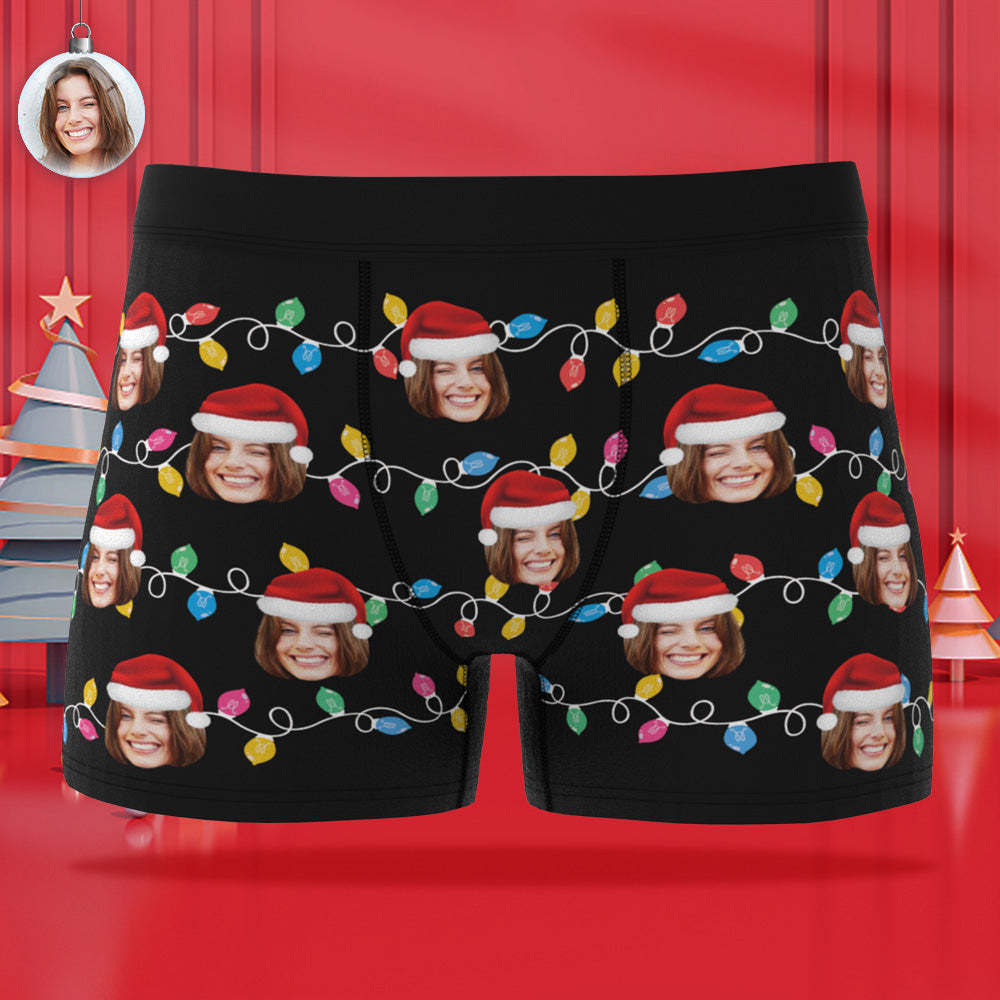 Custom Face Boxer Briefs Personalized Xmas Leds Underwear Christmas Gifts for Him - MyFaceSocksAu