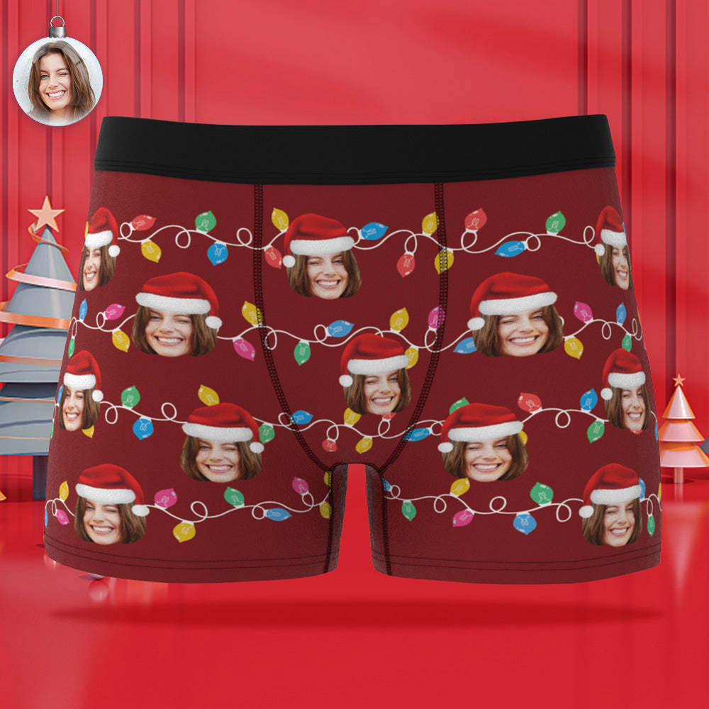 Custom Face Boxer Briefs Personalized Xmas Leds Underwear Christmas Gifts for Him - MyFaceSocksAu
