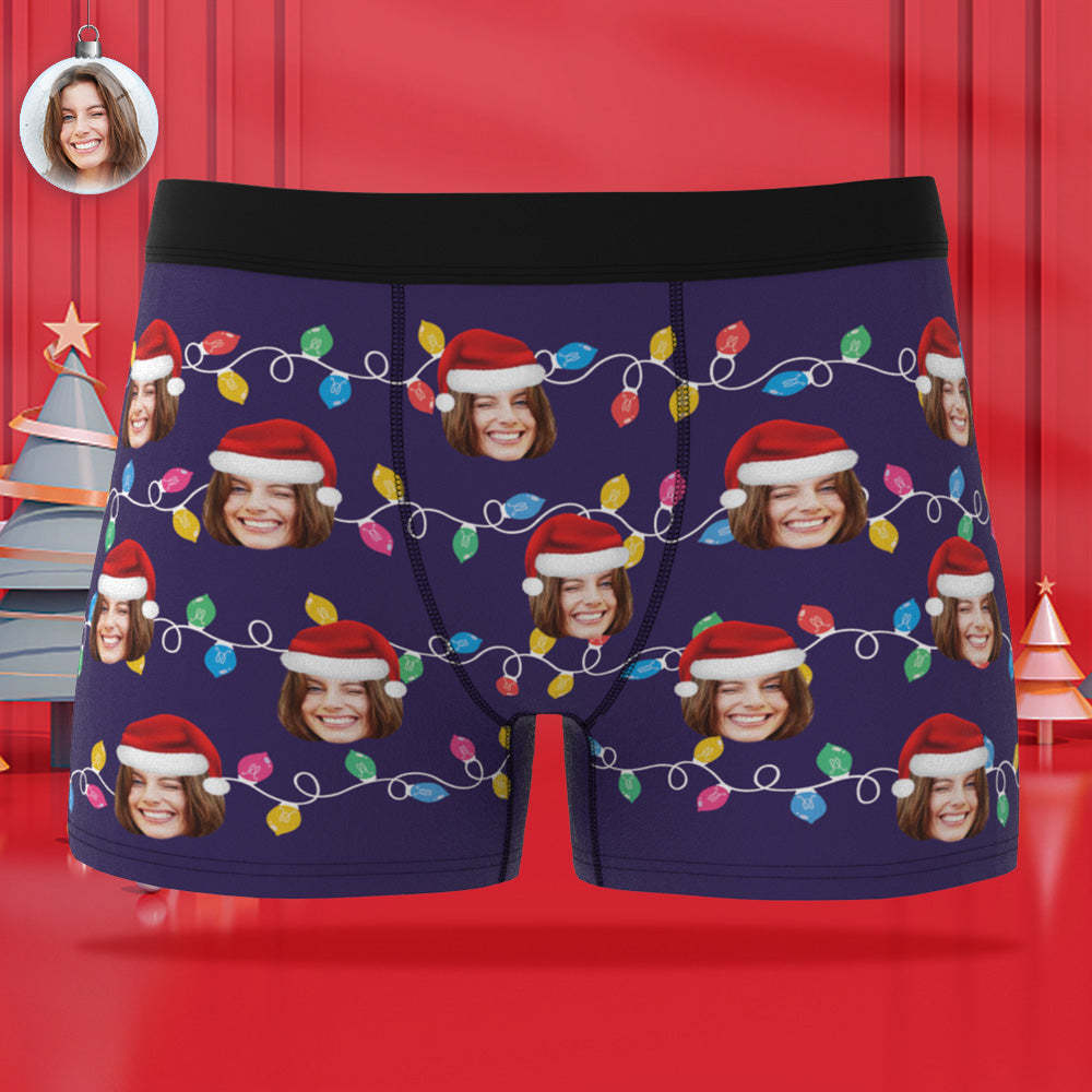 Custom Face Boxer Briefs Personalized Xmas Leds Underwear Christmas Gifts for Him - MyFaceSocksAu