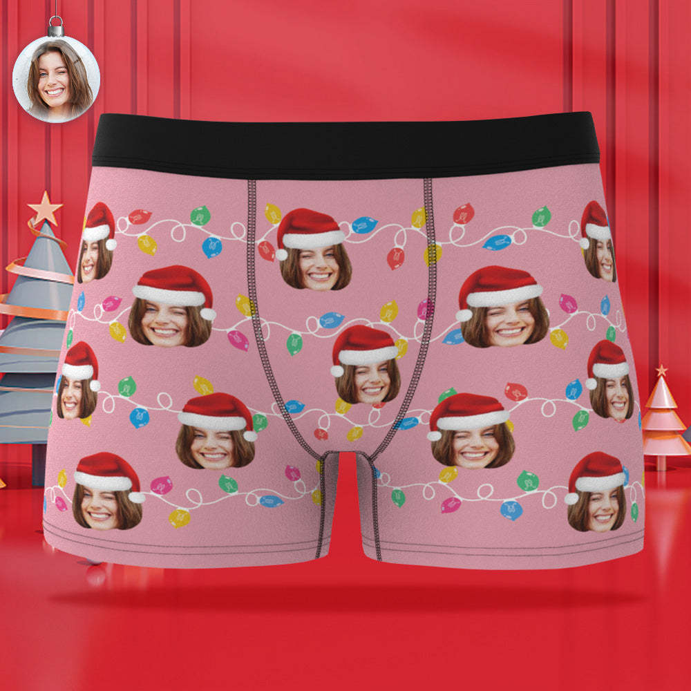 Custom Face Boxer Briefs Personalized Xmas Leds Underwear Christmas Gifts for Him - MyFaceSocksAu