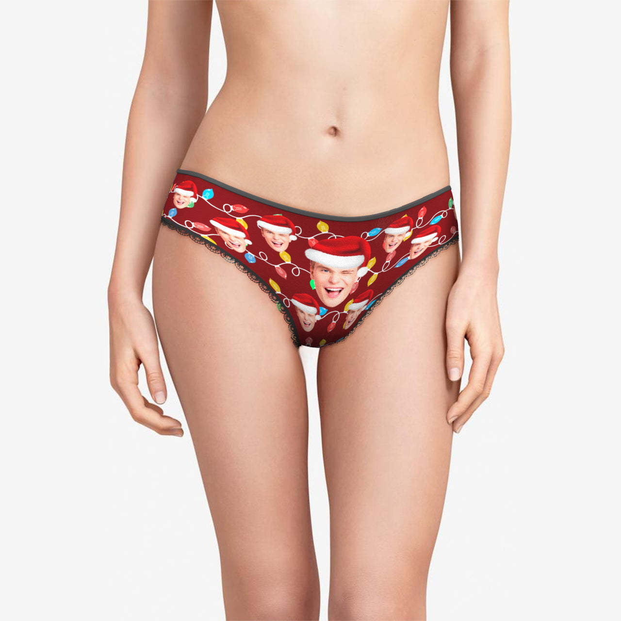 Custom Face Panties Personalized Photo Christmas Xmas Leds Lace Panties for Women - MyFaceSocksAu
