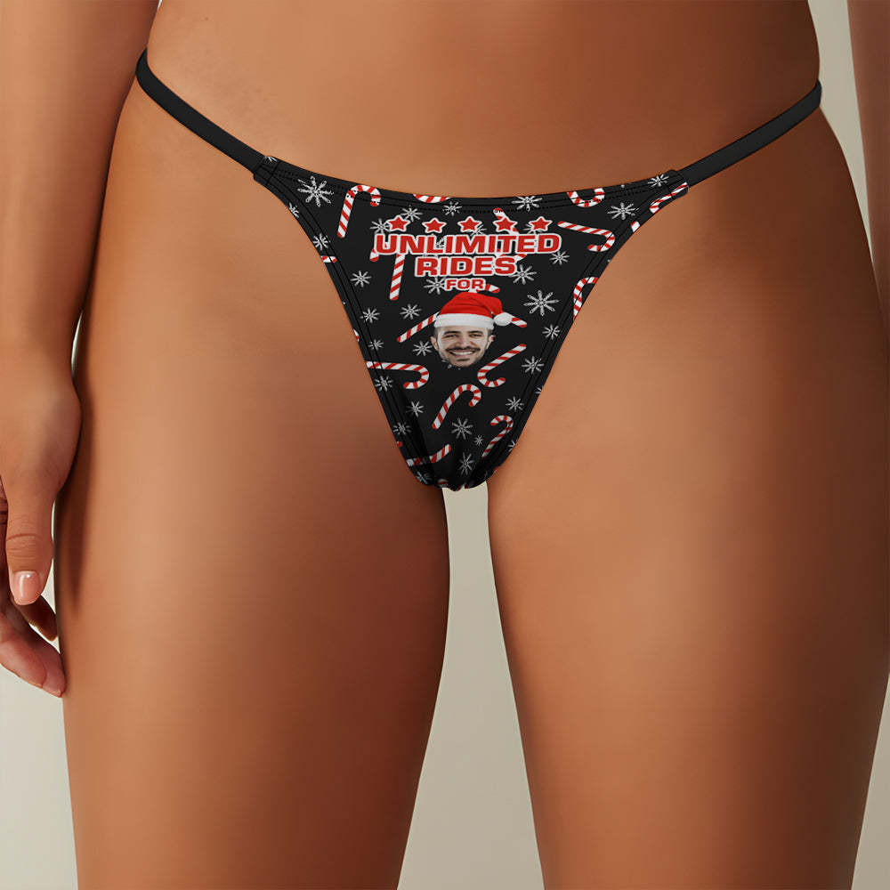 Custom Face on Women's Underwear Thongs Panty Christmas Gift for Her - Unlimited Rides - MyFaceSocksAu