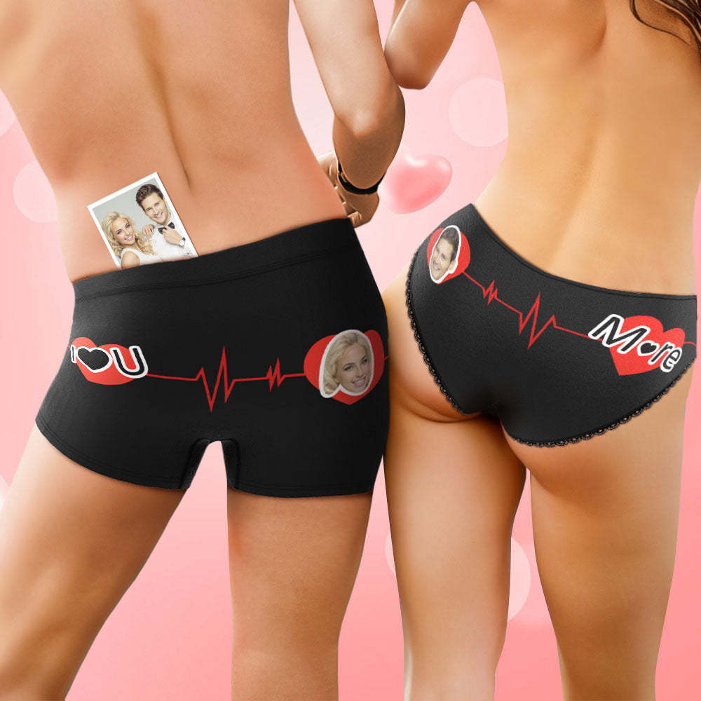 I Love You More Custom Face Couple Underwear Personalized Underwear Valentine's Day Gift - MyFaceSocksAu