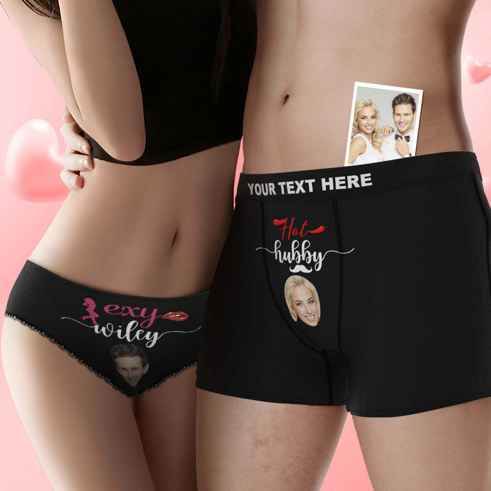 Custom Face Hubby and Wifey Couple Underwear Personalized Underwear Valentine's Day Gift - MyFaceSocksAu