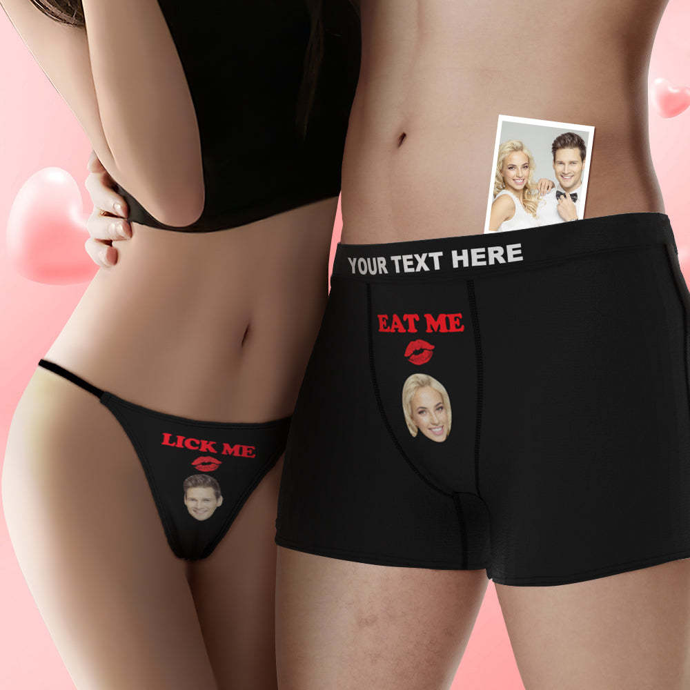 Custom Face Lick Me Couple Underwear Personalized Underwear Valentine's Day Gift - MyFaceSocksAu