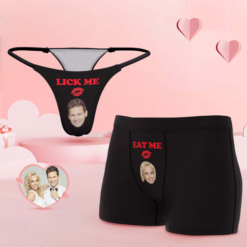 Custom Face Lick Me Couple Underwear Personalized Underwear Valentine's Day Gift - MyFaceSocksAu