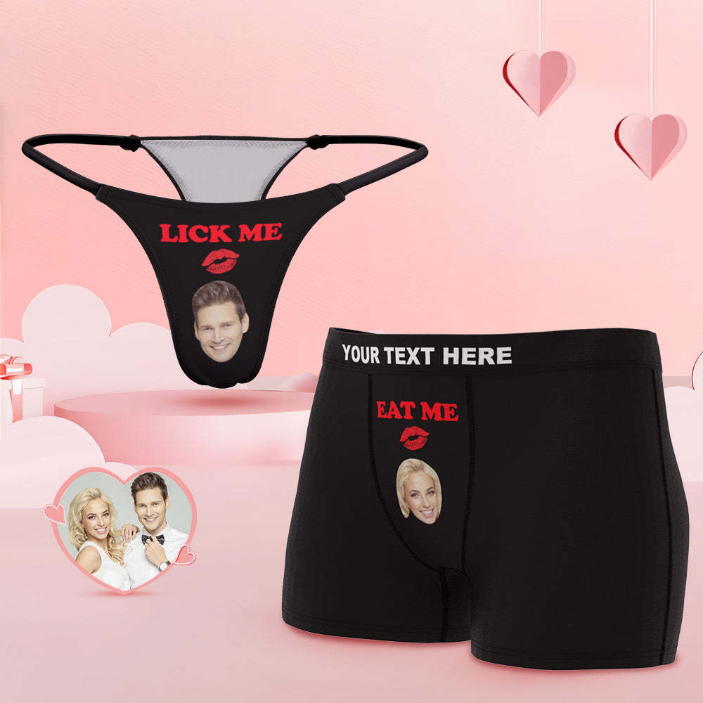 Custom Face Lick Me Couple Underwear Personalized Underwear Valentine's Day Gift - MyFaceSocksAu