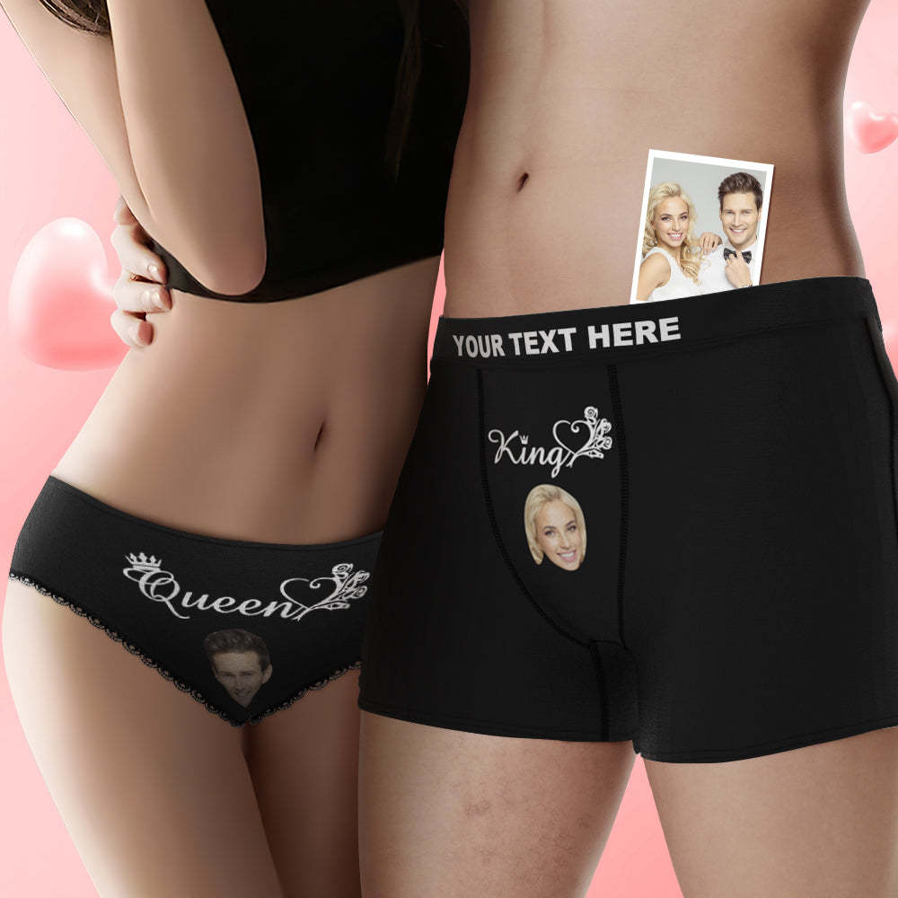 Custom Face King and Queen Couple Underwear Personalized Underwear Valentine's Day Gift - MyFaceSocksAu