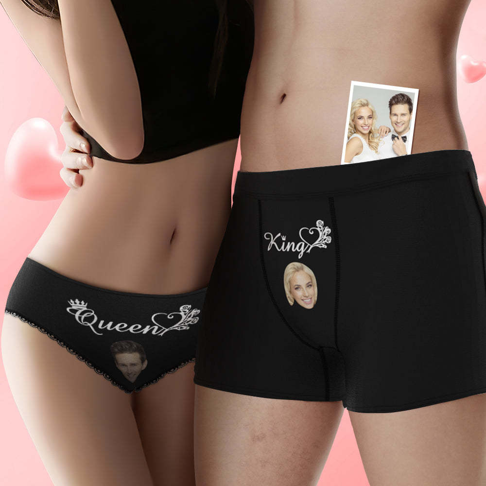 Custom Face King and Queen Couple Underwear Personalized Underwear Valentine's Day Gift - MyFaceSocksAu