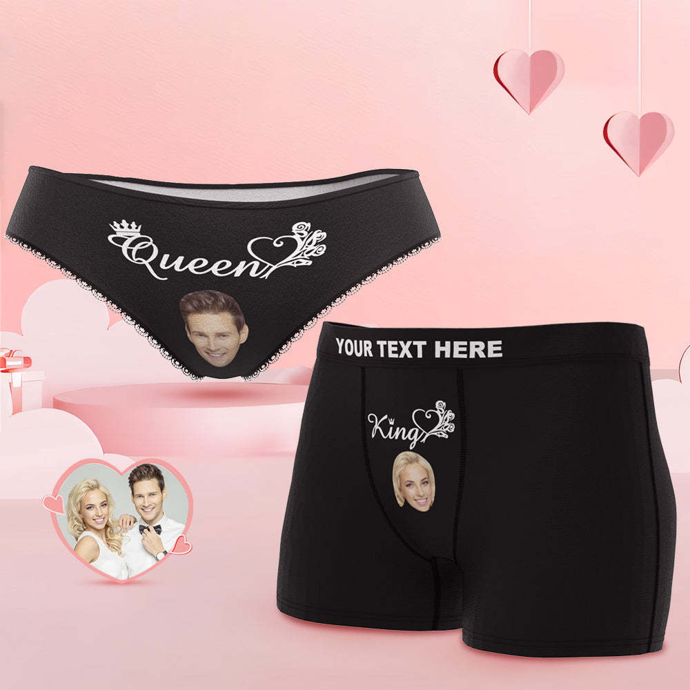 Custom Face King and Queen Couple Underwear Personalized Underwear Valentine's Day Gift - MyFaceSocksAu