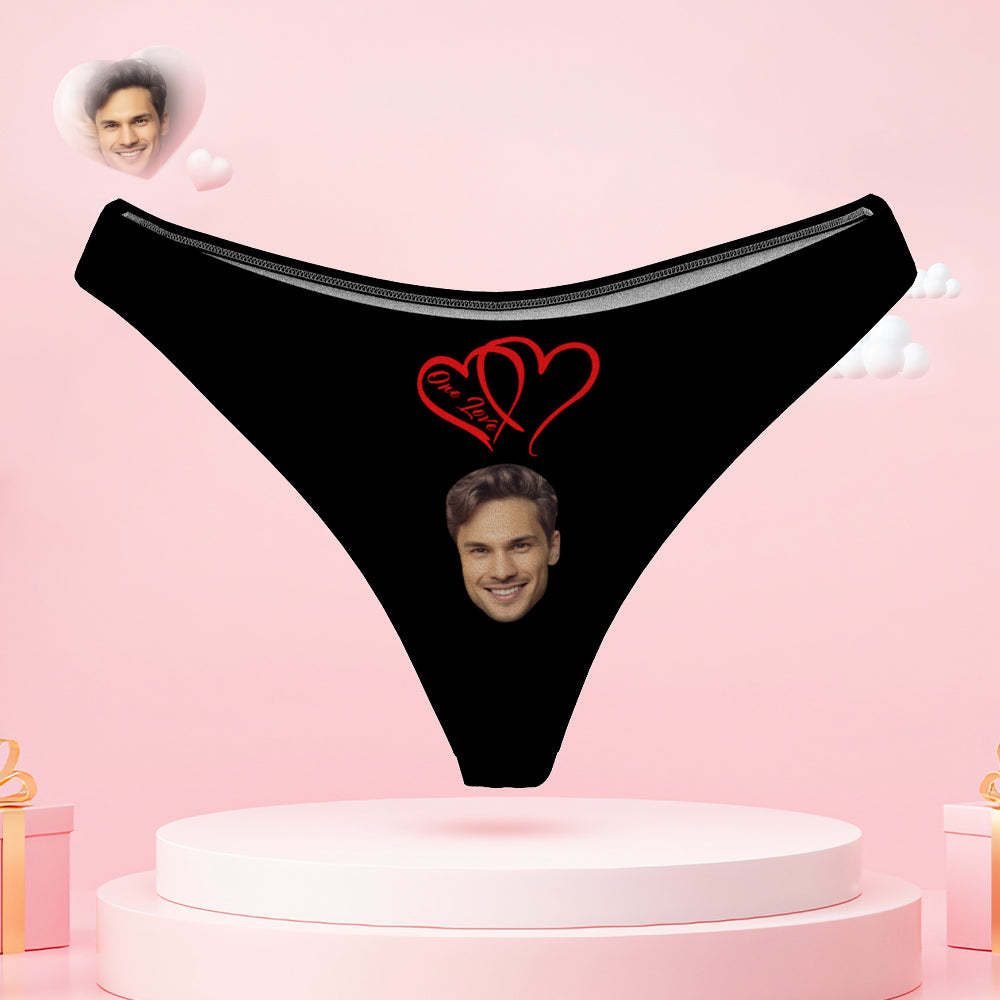 Custom Face Couple Underwear Two Hearts One Love Personalized Underwear Valentine's Day Gift - MyFaceSocksAu