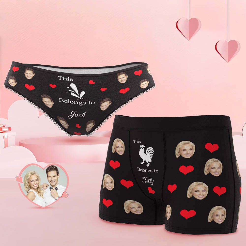 Custom Face You Belong to Me Couple Underwear Personalized Underwear Valentine's Day Gift - MyFaceSocksAu