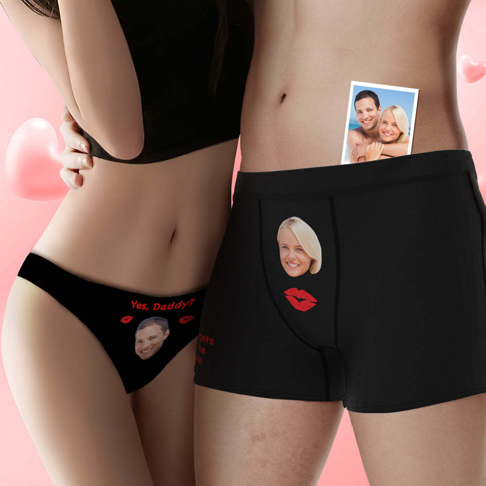 Personalized Face Couple Underwear Yes Daddy Custom Underwear for Couple Valentine's Day Gift - MyFaceSocksAu