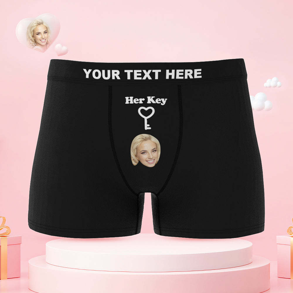 Custom Face Lock and Key Couple Underwear Personalized Underwear Valentine's Day Gift - MyFaceSocksAu