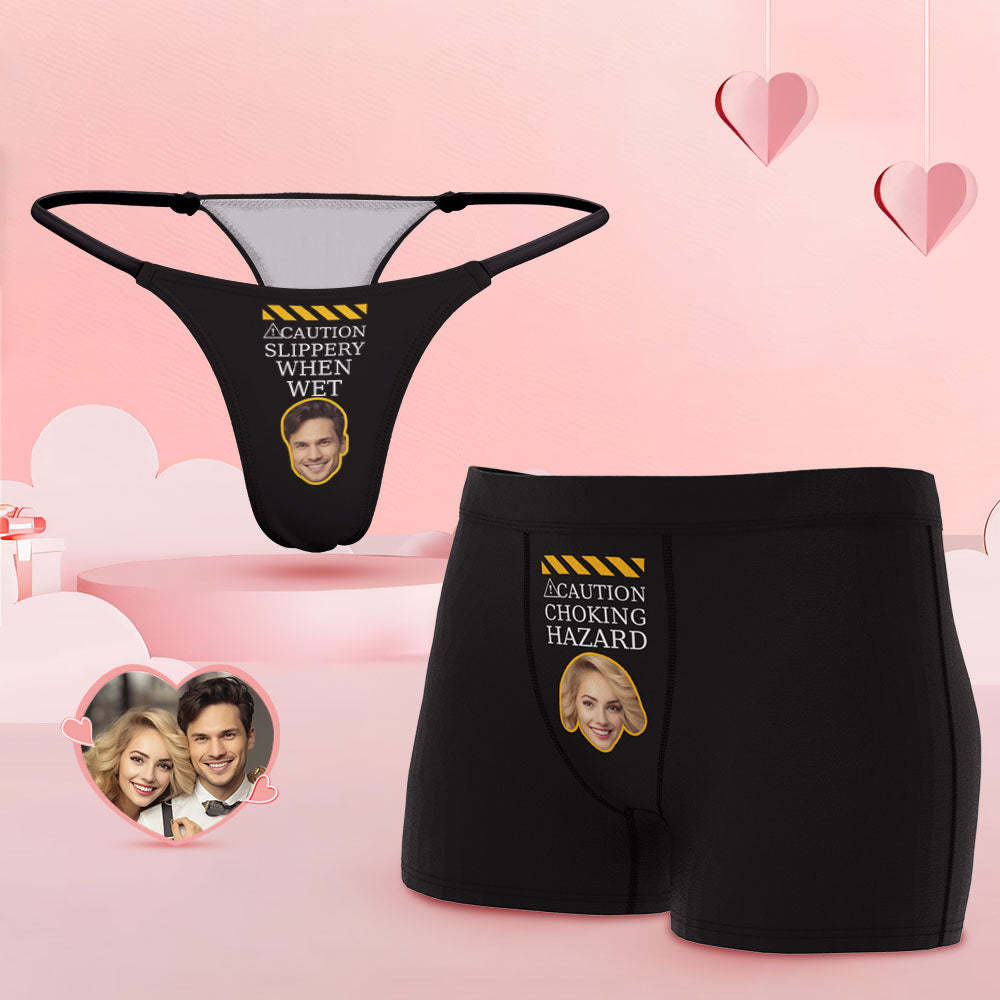 Custom Face Couple Underwear CHOKING HAZARD Personalized Underwear Valentine's Day Gift - MyFaceSocksAu