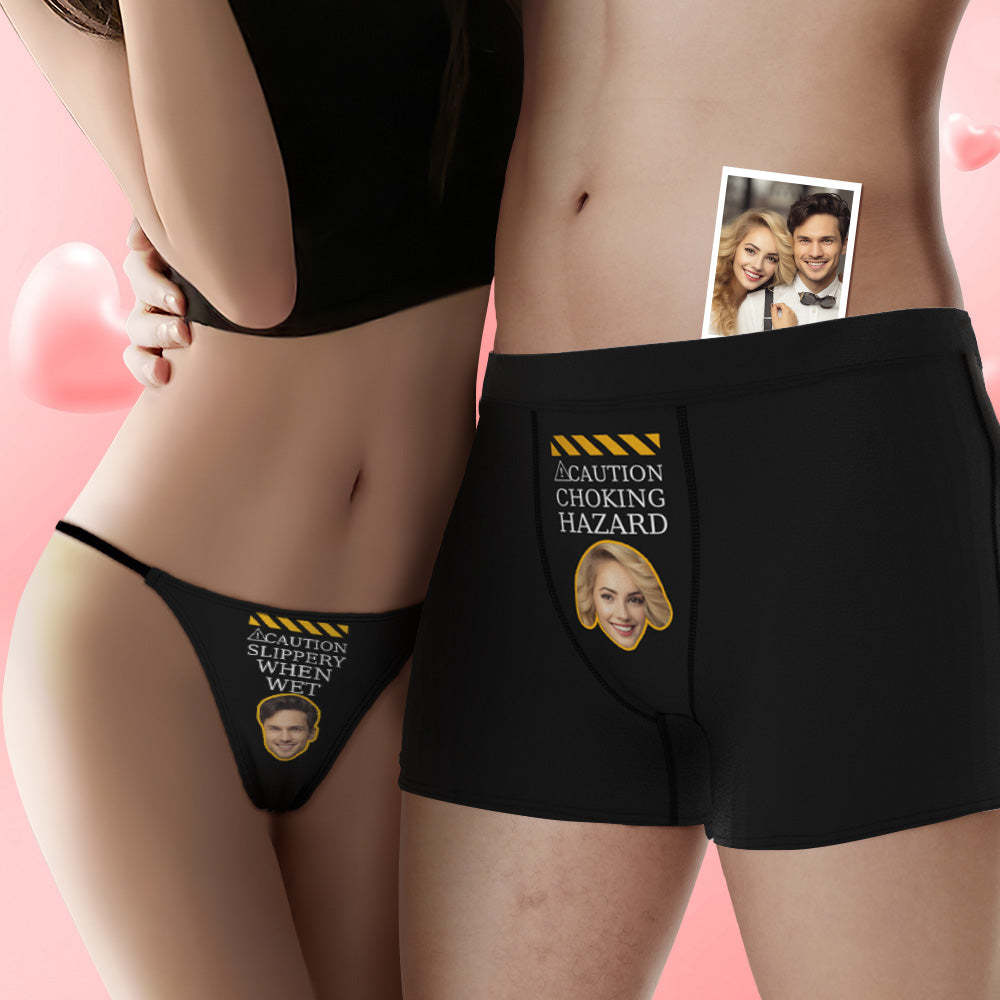 Custom Face Couple Underwear CHOKING HAZARD Personalized Underwear Valentine's Day Gift - MyFaceSocksAu